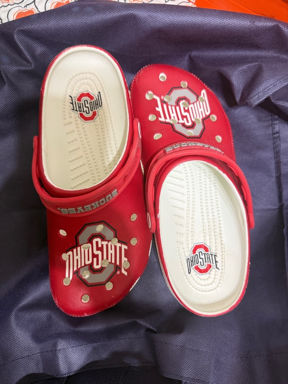 CROCS Kids Ohio State Red Slide Clogs with White Insole